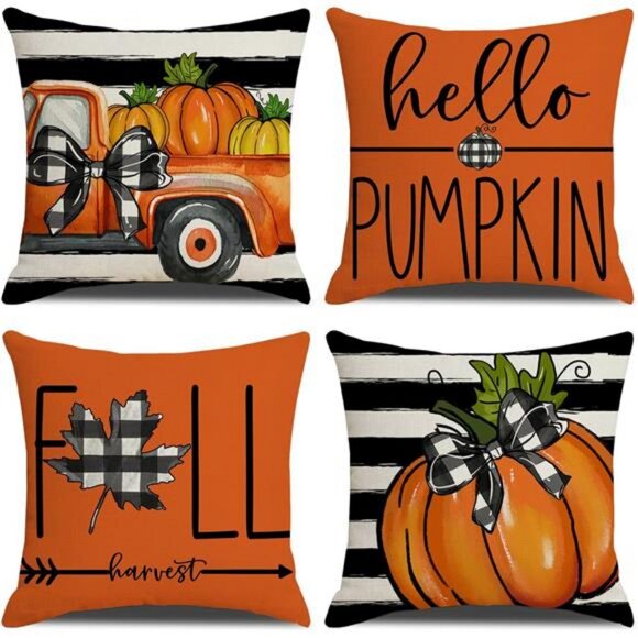 Fall Decorations for Home, Fall Pillow Covers 18x18 Set of 4, Thanksgiving - Picture 1 of 7
